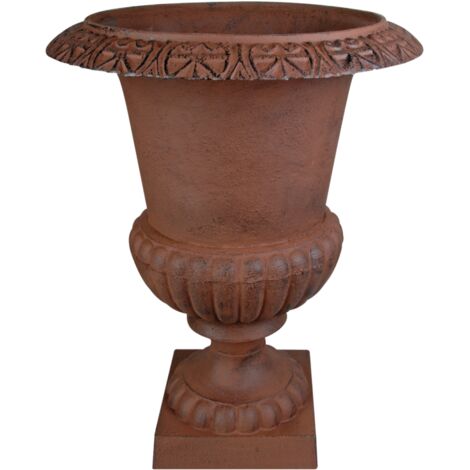 Esschert Design – Vase haut en fonte marron 66 cm – D 50 cm – Avec trou de drainage pour usage extérieur – Moulé à la main (1/9)