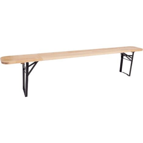 Ac-Deco – Banc de jardin en bois d'aulne et fer – 4 à 5 places – Dimensions 220x25x45,5 cm – Pieds rabattables pour rangement facile
