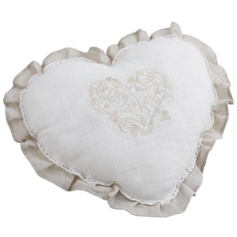 Coussin coeur en lin et coton (1/2)