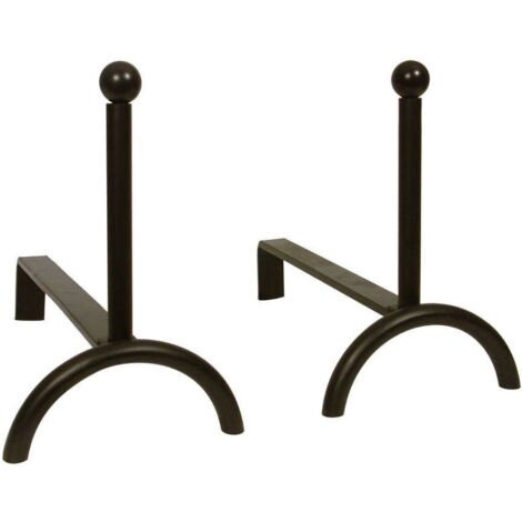 Aubry Gaspard – Chenet de cheminée en fer forgé – Lot de 2 – Finition laquée noire – Dimensions 36x18cm – Accessoire essentiel pour feu de cheminée