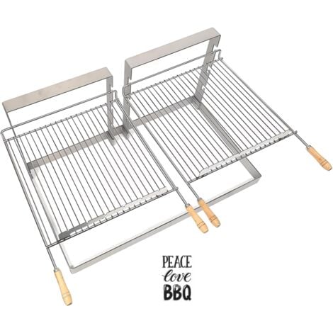 Barbecue à charbon encastrable Grille et support Vesta pour cheminée ou barbecue 60 x 40 Modèle Double
