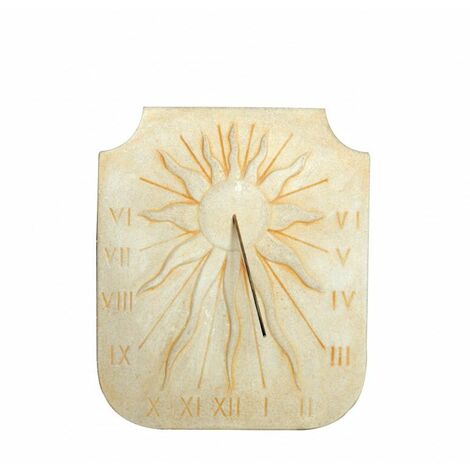 Cadran solaire motif Soleil relief pierre naturelle 38cmx44cm
