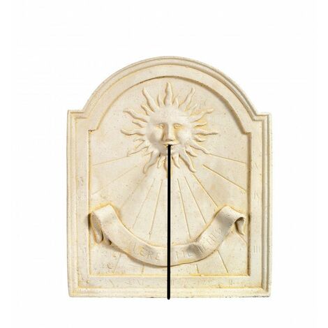 Cadran solaire motif Vivere Memento pierre naturelle vieillie 35cmx42cm