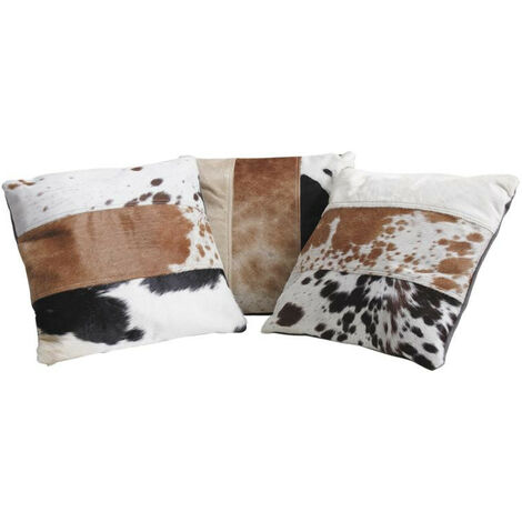 Coussin carré en peau de vache (1/4)