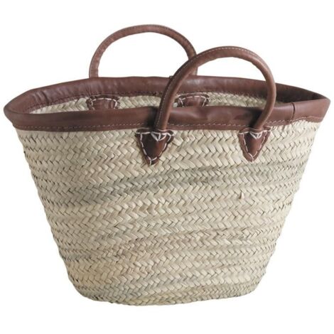 Couffin palmier anses bord cuir - Aubry Gaspard - sco1200 (1/3)