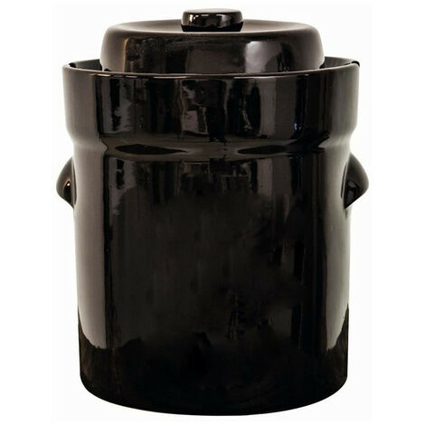 Outils Et Nature – Pot à choucroute en grès émaillé 10L – Avec 2 pierres demi-lune – Joint à eau pour étanchéité – Lacto-fermentation maison (1/5)