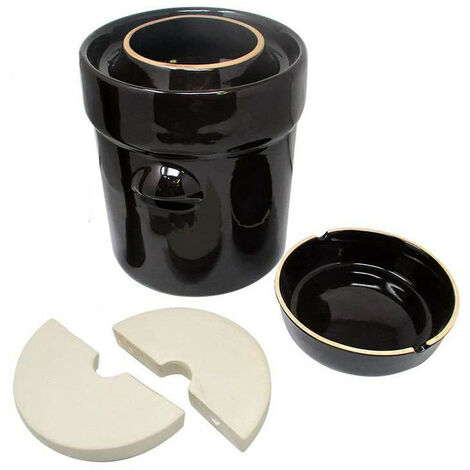 Outils Et Nature – Pot à choucroute en grès émaillé 5L – Avec 2 pierres demi-lune pour lacto-fermentation – Conservation écologique des légumes (1/5)