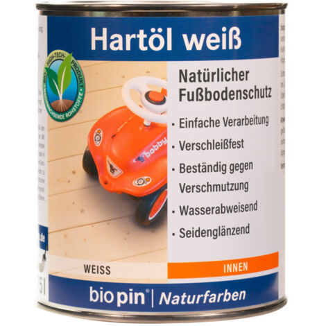 Huile dure teintée blanche pour hydrofuger bois intérieur Biopin  0,75L soit 10m²