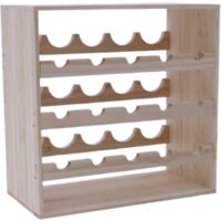 Casier à vin en bois naturel – Rangement pour 15 bouteilles – Dimensions 50x50x26 cm – Conception empilable pour caves et celliers