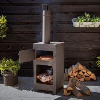 Brasero chauffe-terrasse et four à pizza noir – Acier résistant aux intempéries – Puissance de chauffage élevée – Pour soirées en extérieur – Fancy Flames