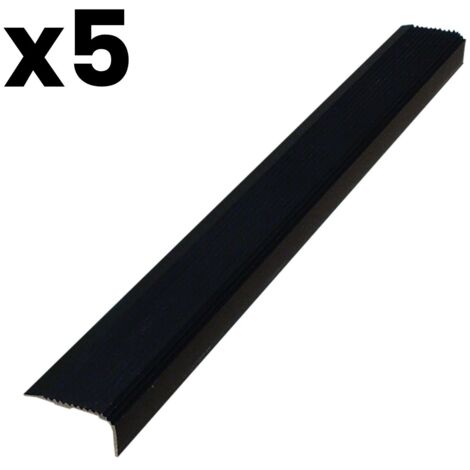 Lot de 5 Nez de marche Licorne 36x18x900 mm aluminium anodisé teinte noir