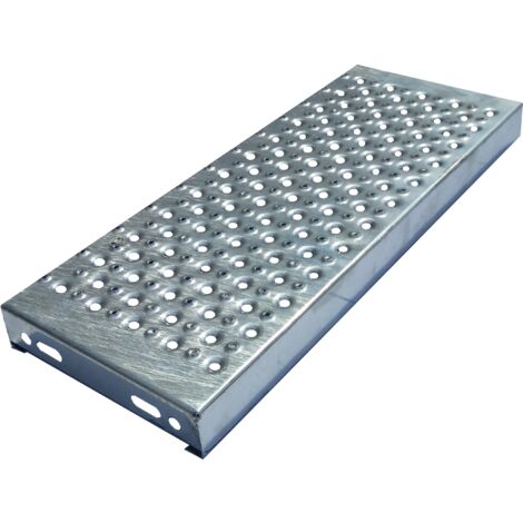 Meiser – Marche d'escaliers en tôle perforée 600x240 mm – Galvanisée à chaud – Antidérapante et drainante – Pour intérieur et extérieur