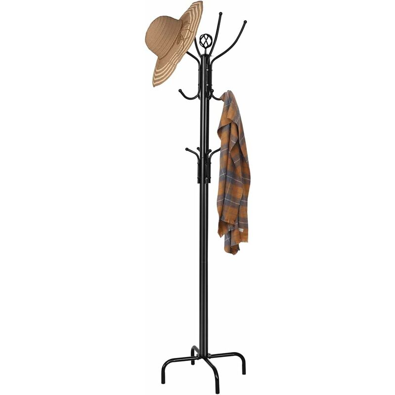Perchero negro independiente, soporte de metal para perchero, perchero de  árbol de entrada, árbol de sombrero de alta calidad con 12 ganchos y base  de