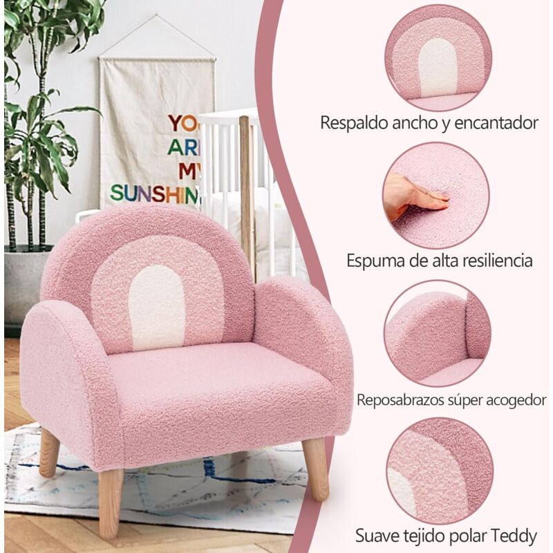 Costzon Sofá para niños, silla rellena de espuma con superficie de  terciopelo extraíble y lavable, sillón infantil para sala de juegos,  guardería