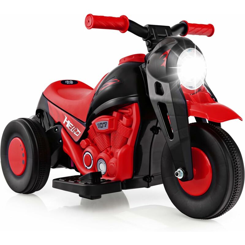 HomCom® Moto Eléctrica Infantil de Bateria 6V Recargable Niños 3 Años  Cargador y Ruedas Apoyo Color Rojo
