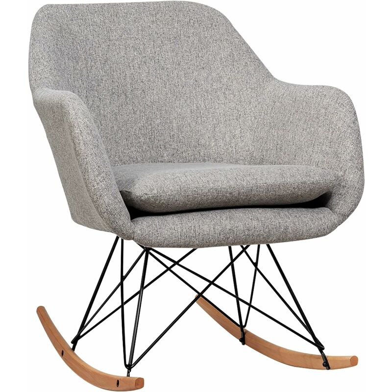 Silla mecedora para cuarto de bebé, sillas mecedoras tapizadas de tela de  lino moderna, con respaldo alto, sillón individual de ocio con patas de