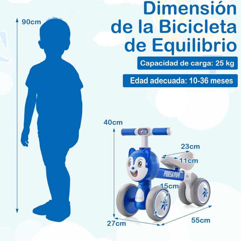 COSTWAY Bicicleta de Equilibrio para Niños, Bicicleta Ligera sin Pedales  con 4 Ruedas para Infantes, Correpasillos