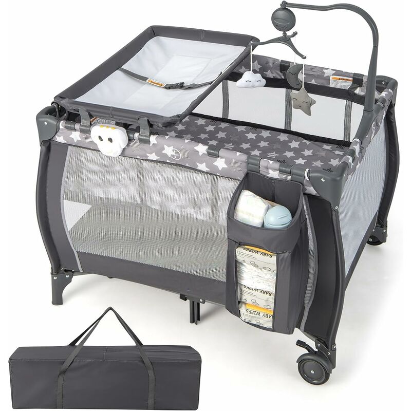Moisés de bebé 3 en 1 con ruedas, cuna mecedora para bebé, cuna lateral de  cama para bebés, con colchón y mosquiteras, bolsa de viaje, cuna de viaje
