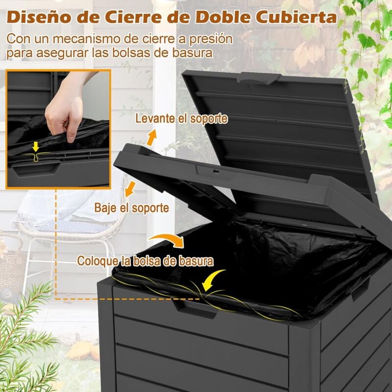 Cubo basura recicable doble apertura 45l tapa azul