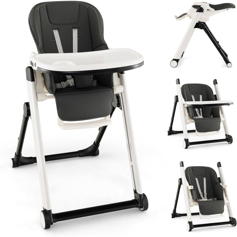 Trona con ruedas para Bebé y Niño, silla de comedor portátil con ajuste de  altura, multifunción