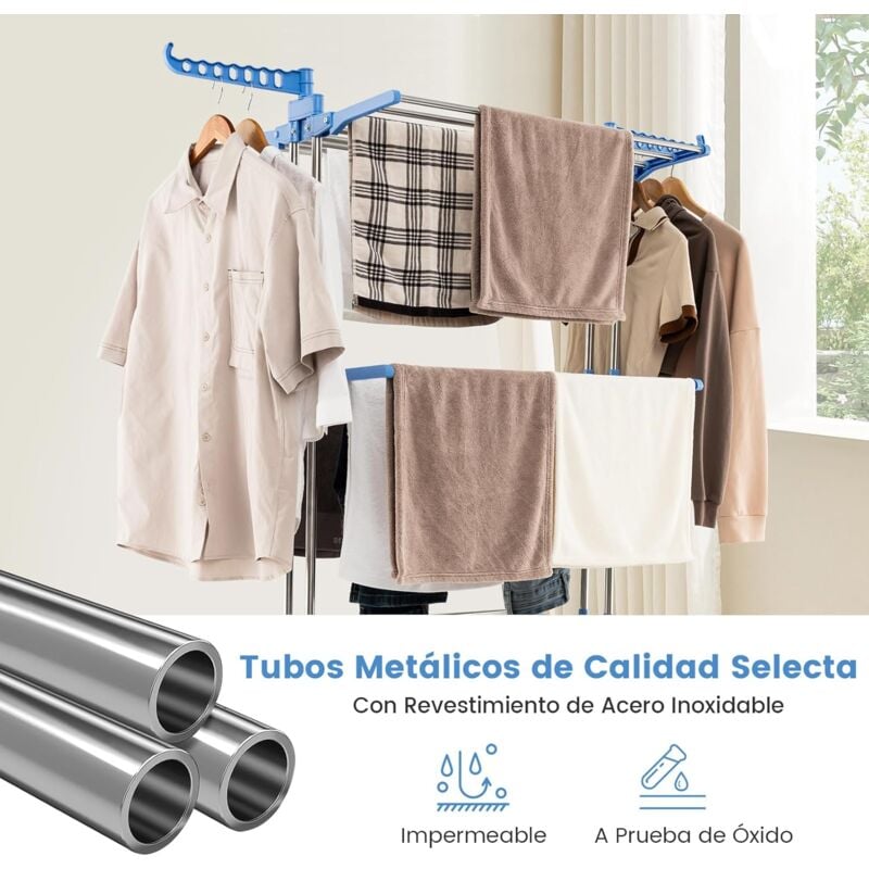 Tendedero Ropa Plegable Con Alas Premium Acero Inoxidable #