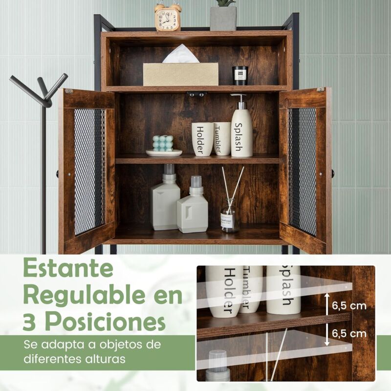 Armario sobre el Inodoro de Almacenamiento para Baño Estante Ahorra de  Espacio 4 Niveles Organizador 60 x 20 x 174 cm Blanco - Costway