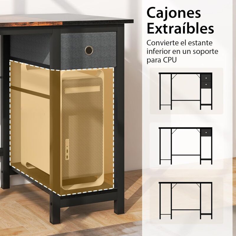 Escritorio De Oficina En Casa Con Cajones - Mesa De Ordenador 120 Cm Moderna Y Robusta | Cubiker