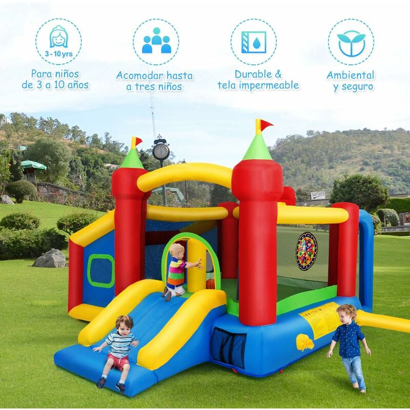 Castillo inflable para niños Parque infantil inflable con piscina Trampolín  multifunción Tobogán pequeños niños al aire libre de 3 a 10 años