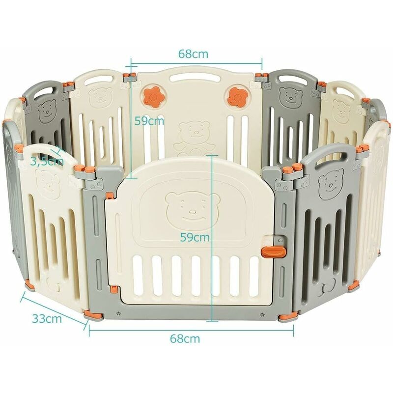 14 Panel Barrera de Seguridad Parque Infantil para Bebé de HDPE