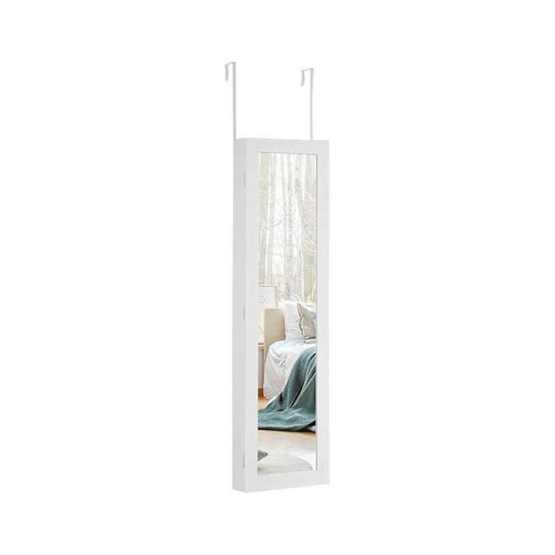 Costway Espejo Joyero Armario para Joyas Montado en Pared Gabinete de Joyas  blanco Costway Modern