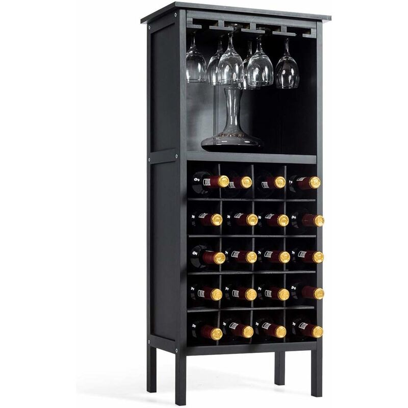 Botellero Madera maciza Balance japonés Estante de vino rojo Negro Negro  Gabinete de vino Decoración de