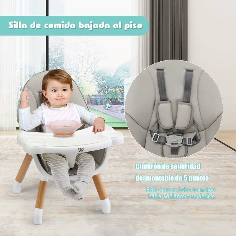 Trona para Bebés con Doble Bandeja Extraíble,la Silla con Cinturón de Seguridad y Altura Ajustable FLM Trona Portátil Multifuncional 3 en 1 