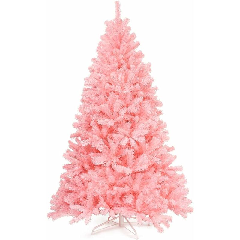 COSTWAY Árbol de Navidad Artificial de 180cm Rosa Árbol de Navidad con Soporte de Metal y 1036 Puntas de PVC Navidad Decoración