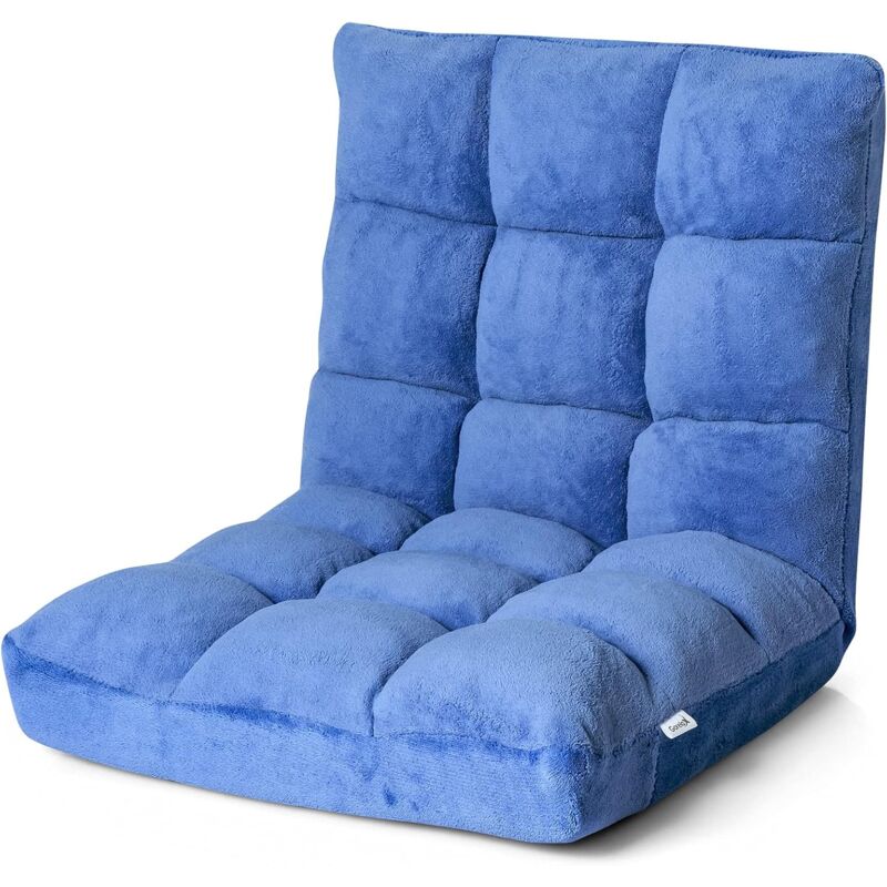 COSTWAY Sofá Perezoso Individual Plegable Asiento Cojín de Suelo con  Respaldo Silla de Meditación (Azul)