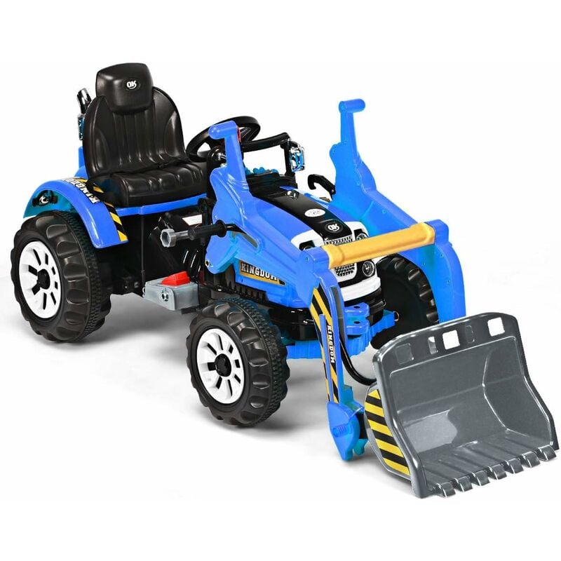 COSTWAY Excavadora con Pala y Asiento para Niños Excavadora Eléctrica de Juguete de 2,5 a 5 km / h con Interruptor de Avance / Retroceso Coche Juguete para Niños de 3 a 8 Años (Azul)