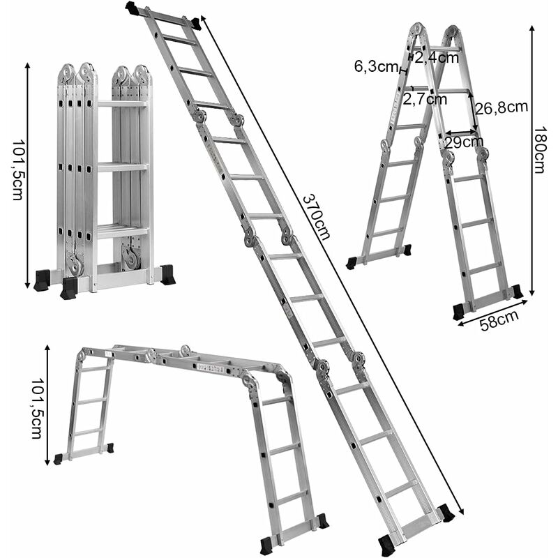 Escalera Extensible Metálica, Estructura Articulada, Liviana y Resistente