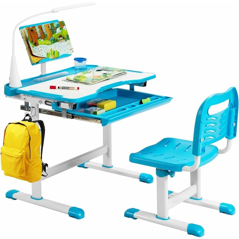 Costway Set con Mesa y 2 Sillas para Niños Comer Dibujar Escribir