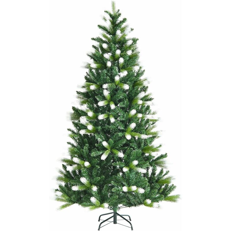 COSTWAY 180 cm Árbol de Navidad Realístico Nevado , Árbol de Bisagra con 850 Ramas en PVC, Base Plegable de Metal