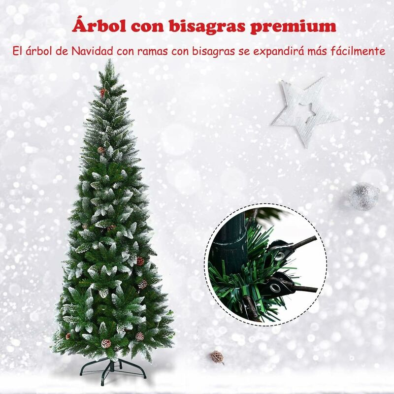 Árbol De Navidad Artificial De 180 Cm - PVC, 808 Ramas, Soporte De Metal, Fácil Montaje