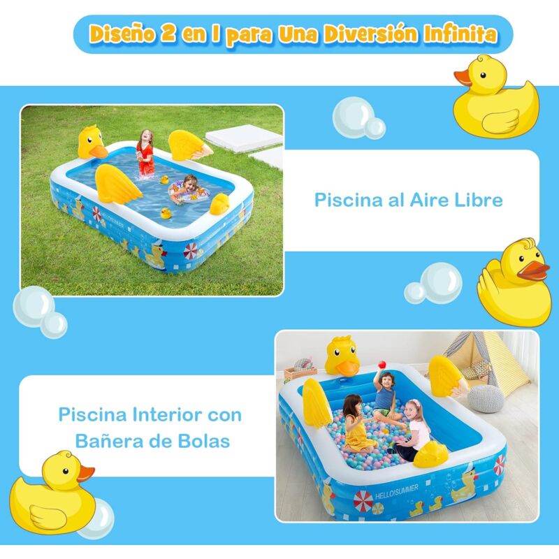 COSTWAY Piscina Inflable para Ni os M s de 3 A os Piscina Grande