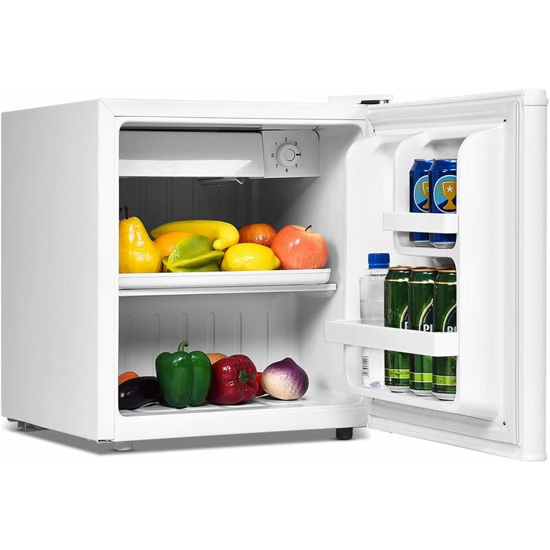 46L Mini Frigorífico con Congelador de 48 L Estantes Extraíbles para  Bebidas Oficina y Apartamento Blanco - Costway