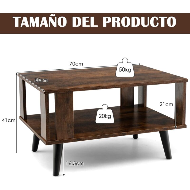 VidaXL Mesa Auxiliar Madera Contrachapada Roble Ahumado 40x42x50 Cm