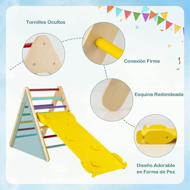 Juguetes de escalada para niños pequeños, trepador triangular 3 en 1 con  rampa, escalera triangular para deslizarse y escalar, juego de 3 piezas de