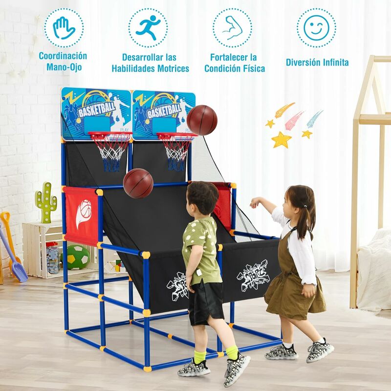 scosao Mini Canasta Baloncesto Interior Infantil Habitacion Tablero de  Basket Montaje en Pared con 2 Balón y Bomba para Niños Niñas Deportes de  Ocio