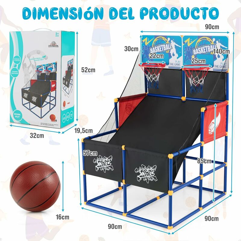 Mini canasta de baloncesto para interiores para niños, juego de baloncesto  interior para habitaciones con pelota y bomba, cesta de baloncesto portátil