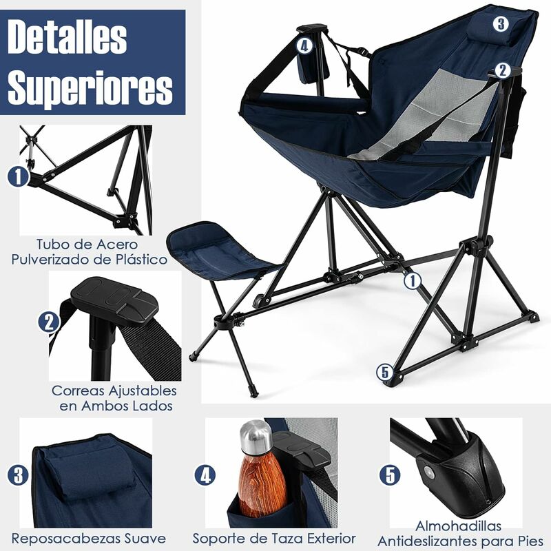 Taburete plegable portátil para playa, silla de Camping al aire libre,  silla de pesca, reposapiés reclinable, accesorios