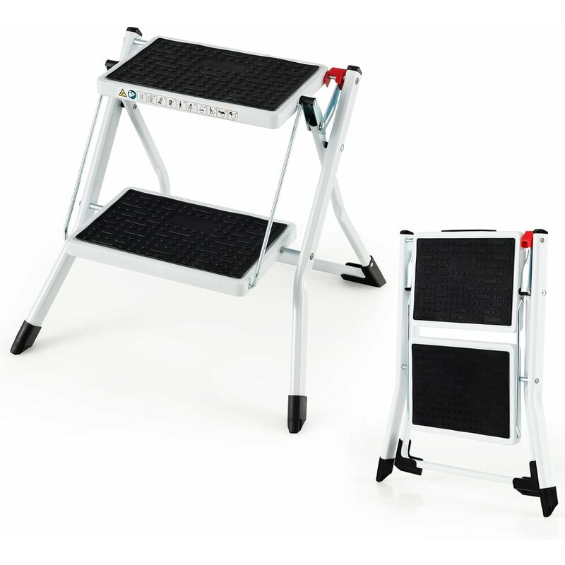 Taburete plegable de escalera de 3 escalones con pedal antideslizante  resistente y ancho, estante de escalera ligero portátil de aluminio  multiusos