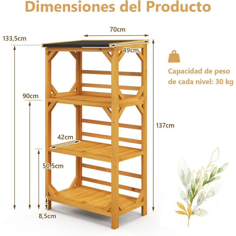 COSTWAY Soporte para Plantas, Estante de Almacenamiento para