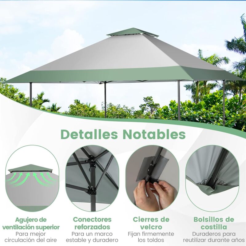 COSTWAY Carpa Plegable 4X4 Impermeable, Carpa para Exterior con Ruedas y  Bolsa Portátil, Cenadores para Jardin