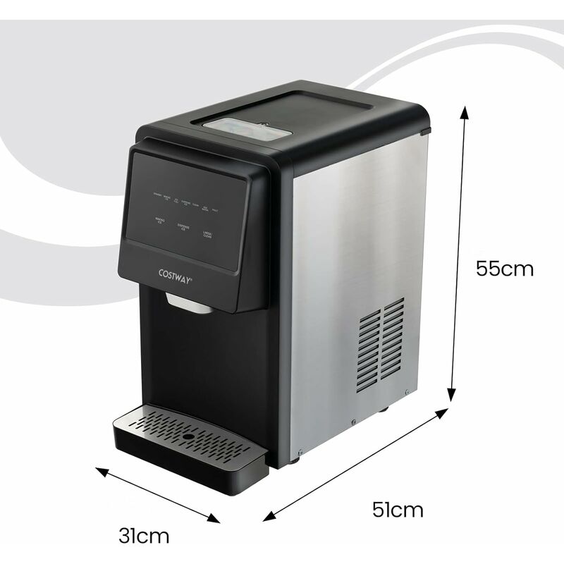 COSTWAY Máquina de hielo para encimera, máquina de hielo compacta portátil  de 40 libras/24 horas con orificio de entrada superior, función de